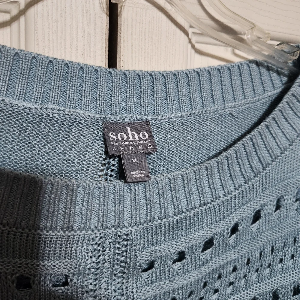 Soho Women's Knit Sweater in Soft Blue - Picture 6 of 9